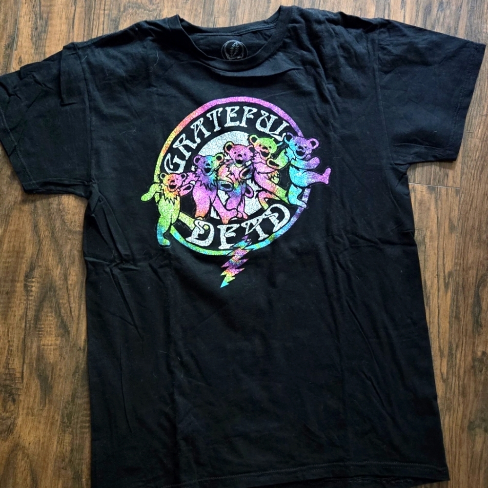Grateful Dead Black T-Shirt with Colorful Bears. Size M. EUC